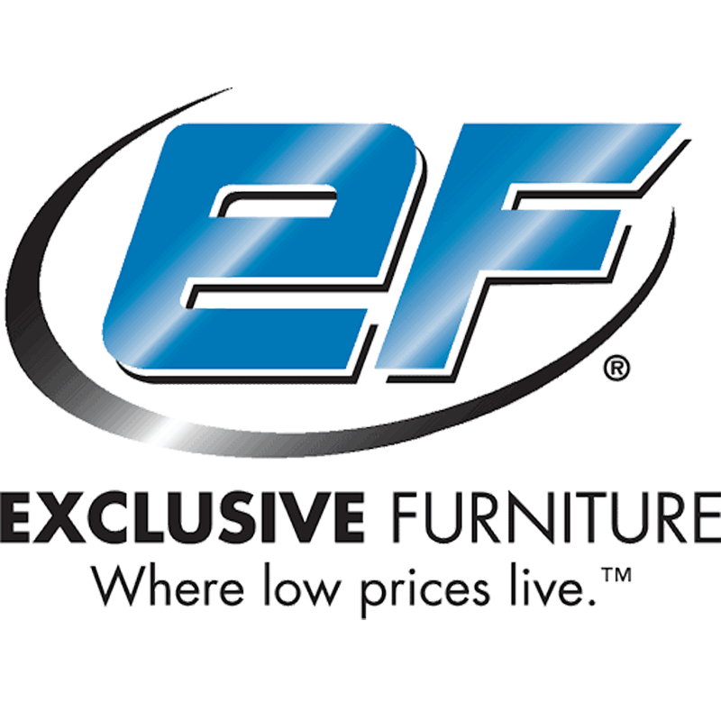 Logo for Exclusive Furniture with the tagline 'Where Low Prices Live.